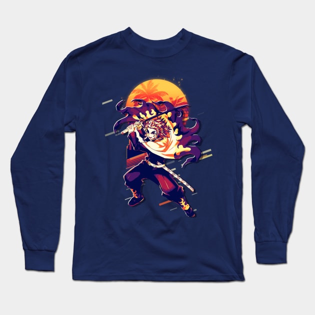 Kyojuro Rengoku Kimetsu no yaiba Long Sleeve T-Shirt by SiksisArt